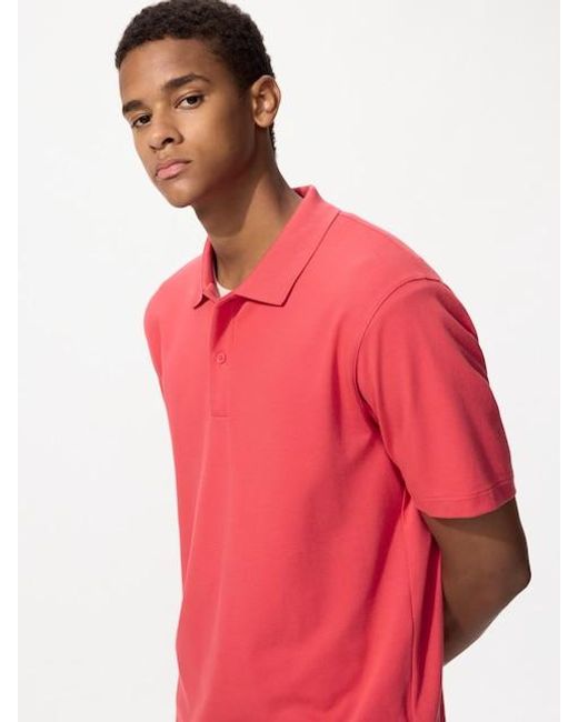Uniqlo Red Airism Cotton Piqué Polo Shirt for men
