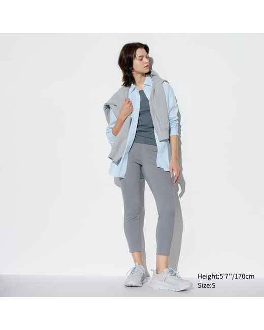 Uniqlo Blue Baumwolle high waisted ultra stretch cropped leggings