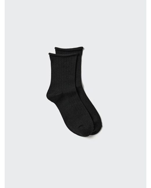 Uniqlo Black Heattech Socks (Ribbed Cuff Roll)