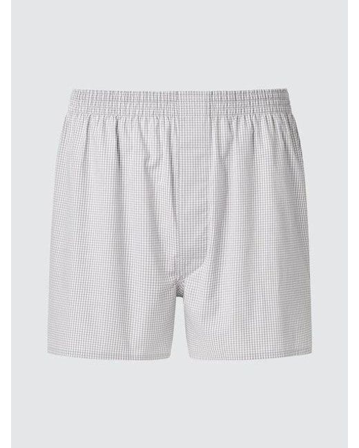 Uniqlo White Woven Trunks (Gingham) for men