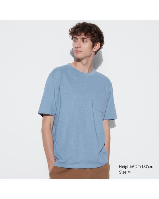 Uniqlo Baumwolle flammgarn t-shirt in Blue für Herren
