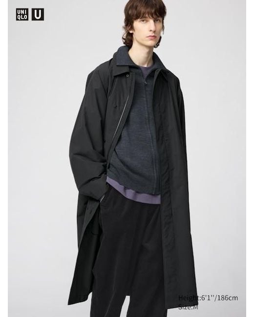 Uniqlo Black Oversized Single Breasted Coat for men