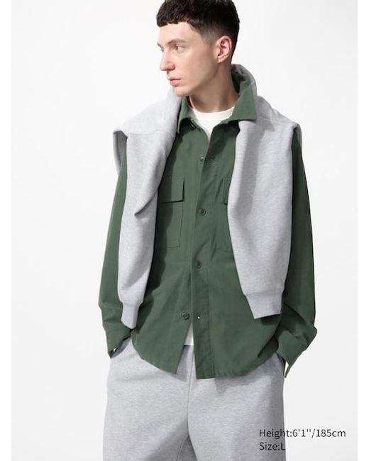 Uniqlo Green Jersey Oversized Overshirt for men