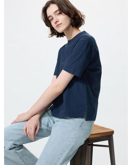 Uniqlo Blue Airism Cotton T-Shirt