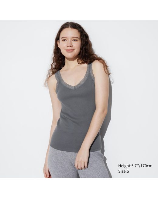 Algodón Camiseta Tirantes Encaje 2-Posiciones Uniqlo de color Gray