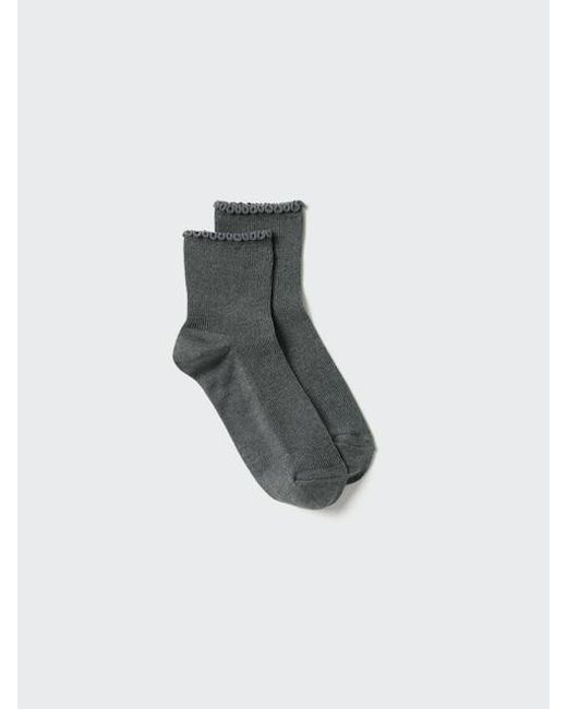 Uniqlo Gray Heattech Socks (Crew Frill)