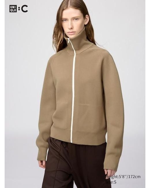 Uniqlo Natural Milano Ribbed Full-Zip Cardigan