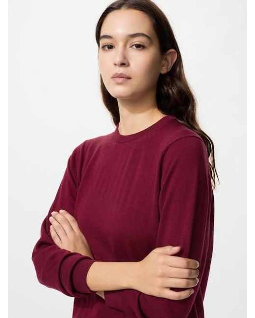 Uniqlo Red 100% Merino Crew Neck Jumper