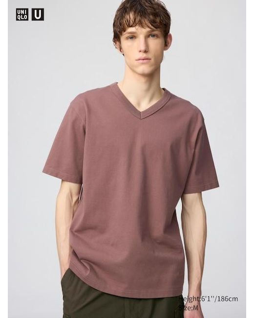 Uniqlo Brown V Neck T-Shirt for men