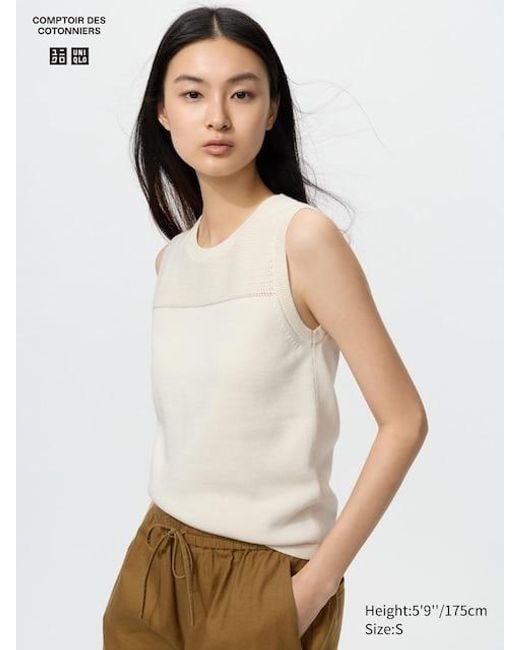 Uniqlo White Cotton Crew Neck Jumper (Sleeveless)