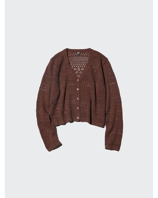 Uniqlo Purple Crochet V Neck Cardigan