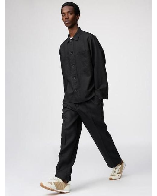 Uniqlo Black 100% Premium Linen Wide Trousers for men