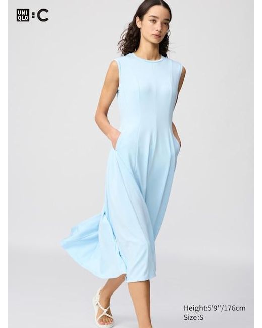 Uniqlo Blue Fit And Flare Dress (Sleeveless)