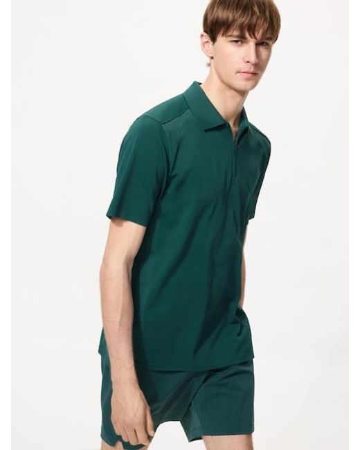 Uniqlo Green Dry-Ex Half-Zip Polo Shirt for men