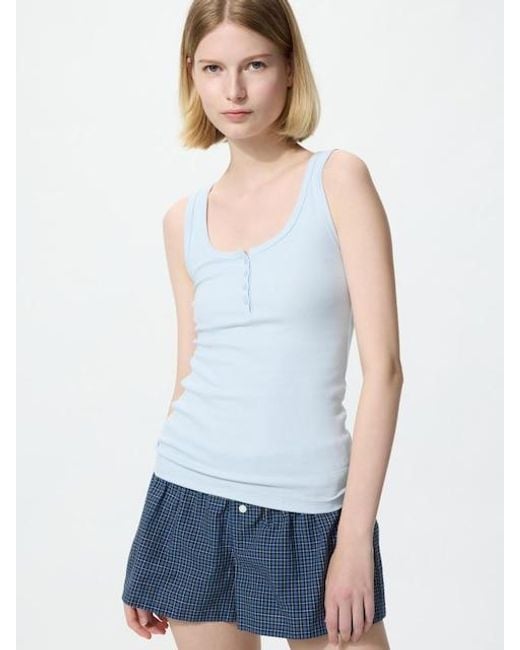 Uniqlo White Henley Neck Sleeveless Top