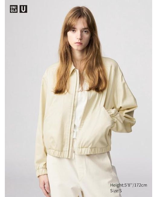 Giubbotto Con Zip Taglio Corto di Uniqlo in Natural