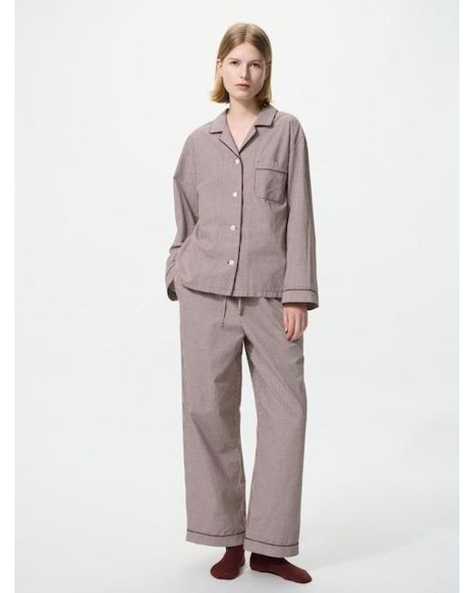 Uniqlo Multicolor Cotton Pyjamas (Gingham, Long Sleeve)