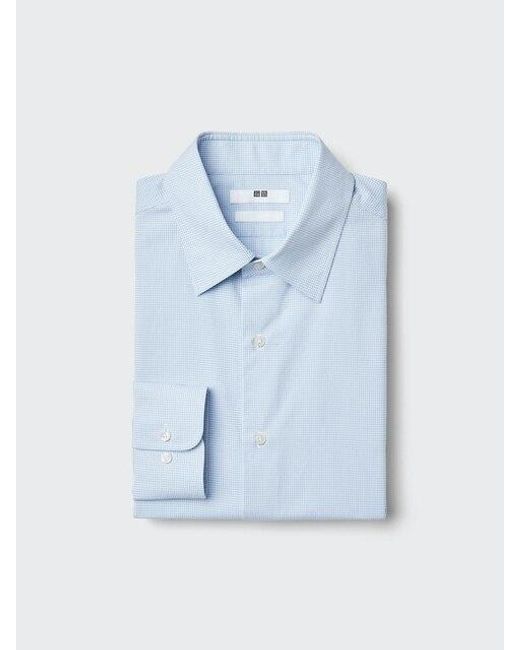 Uniqlo Blue Super Non-Iron Slim Fit Shirt (Regular Collar, Check) for men