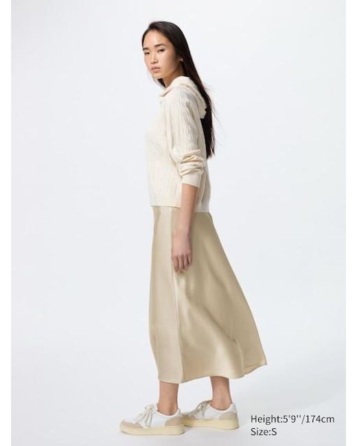 Uniqlo White Satin Skirt