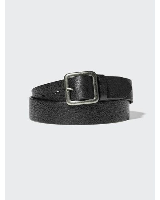 Uniqlo Black Italian Leather Garrison Belt for men
