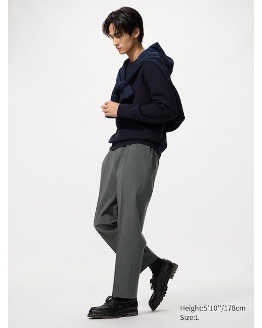 Uniqlo Black Smart Ankle Trousers for men