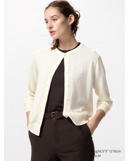 Uniqlo Natural Merinowolle Strickjacke