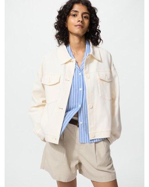 Uniqlo White Jersey Relaxed Jacket