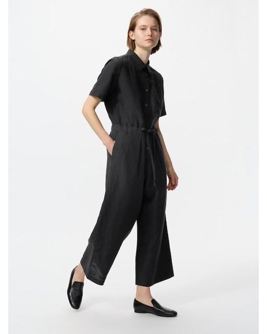 Uniqlo White Linen Blend Jumpsuit