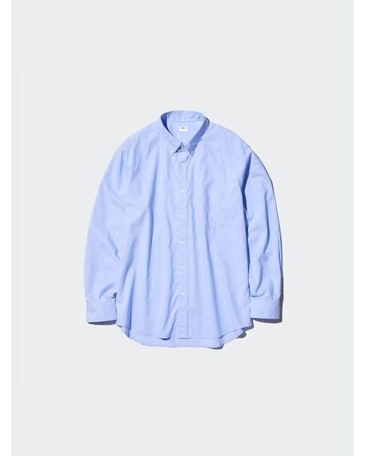 Camisa Algodón Cuello Botones Uniqlo de hombre de color Blue