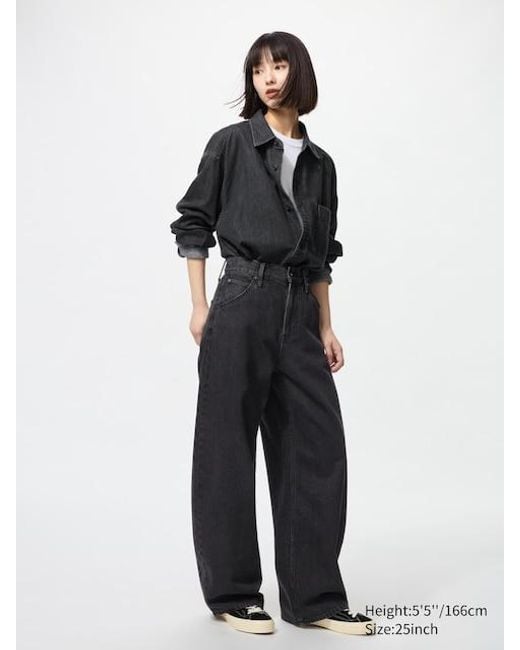 Jeans Ampi di Uniqlo in Black