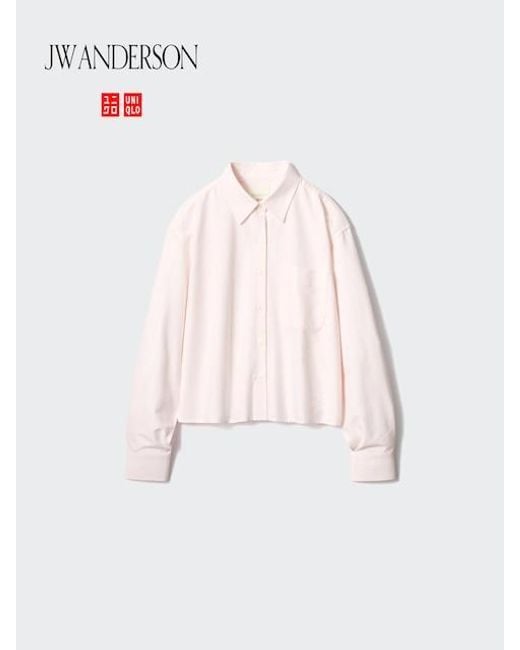 Uniqlo White Oxford Boxy Shirt (Striped) for men
