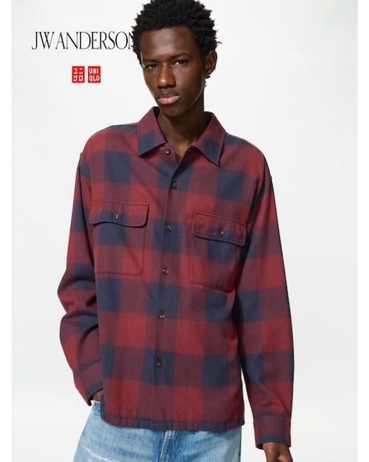 Uniqlo Red Flannel Shirt (Checked) for men