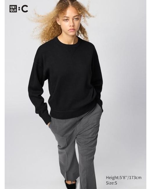 Felpa Cotone Girocollo di Uniqlo in Black