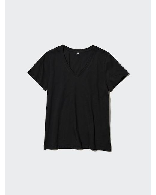 Camiseta 100% Algodón Supima Cuello Pico Uniqlo de color Black