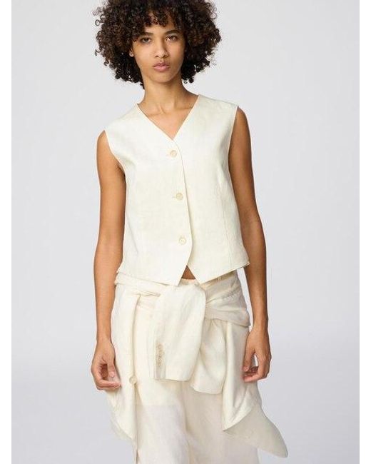 Uniqlo White 100% Premium Linen Vest