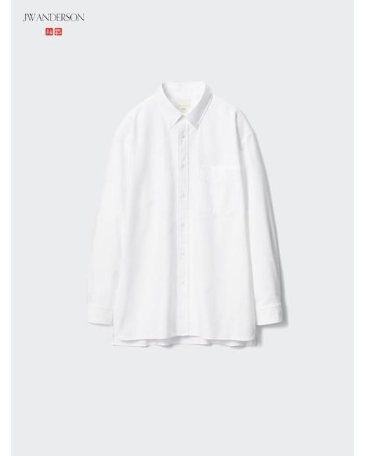 Uniqlo White Oversized Oxford Shirt for men