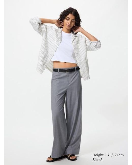 Uniqlo White Smart Wide Trousers