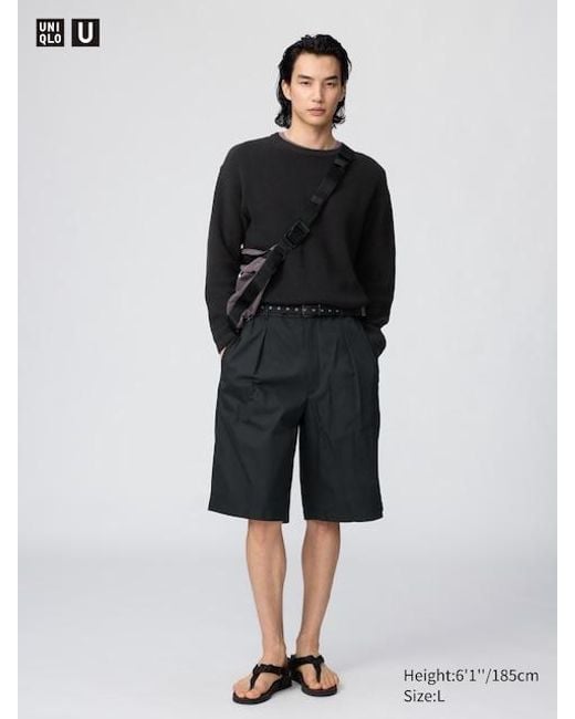 Uniqlo Black Pleated Wide Shorts for men