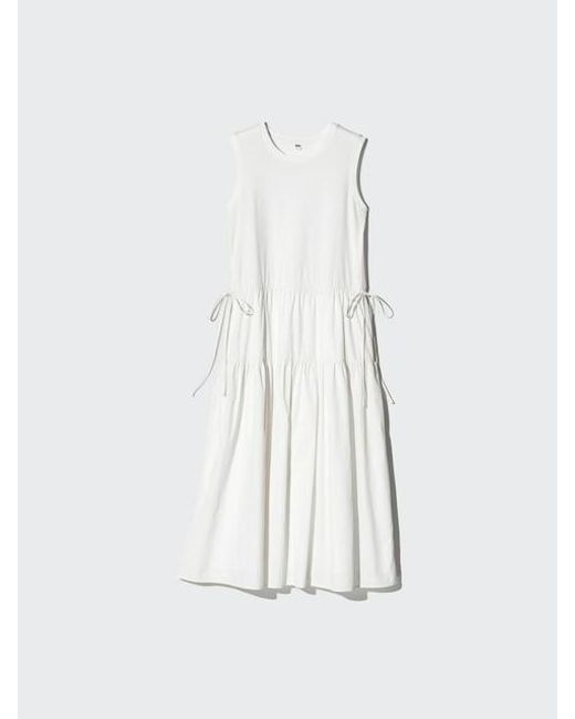 Uniqlo White Combination Tiered Dress (Sleeveless)