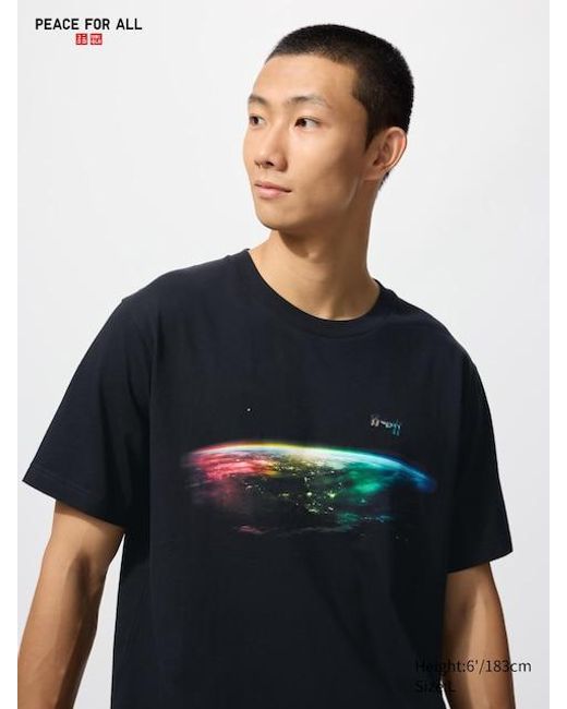 Uniqlo Blue Peace For All Graphic T-Shirt (Artemis) for men