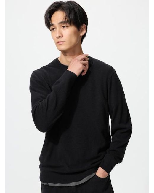 Uniqlo Black 100% Cashmere Crew Neck Jumper for men