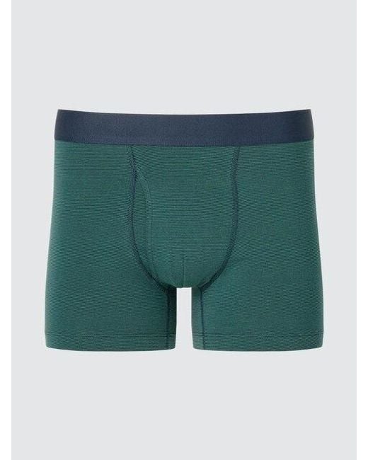 Uniqlo Green Cotton Boxer Briefs (Striped) for men