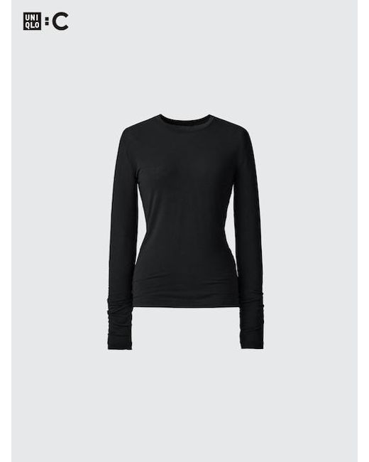 Uniqlo Black Heattech Extra Warm Kaschmirmix Thermo Langarmshirt (Rundhals)