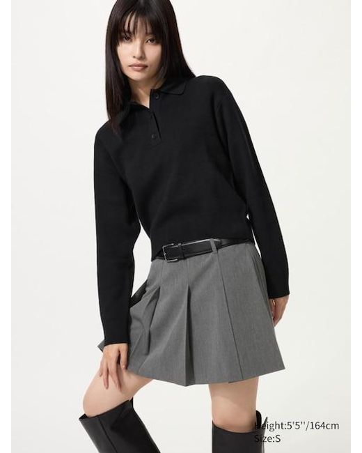Uniqlo Black Smooth Cotton Polo Jumper