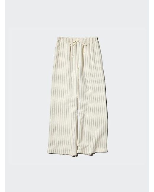 Pantalón Confort Lino Mezcla (Rayas) Uniqlo de color White