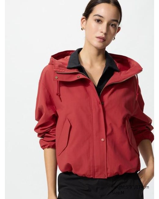 Uniqlo Red Cotton Blend Short Parka