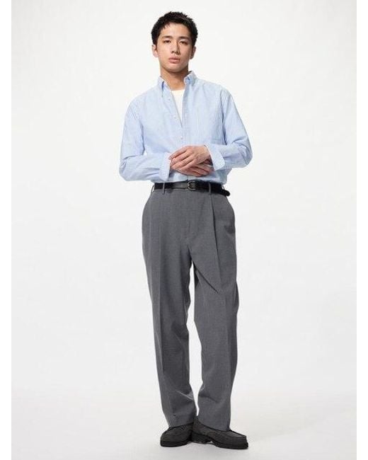 Uniqlo Black Pleated Wide Trousers for men