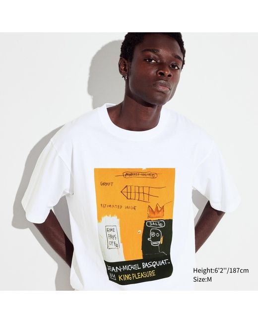 Algodón Jean-Michel Basquiat King Pleasure UT Camiseta Estampado Gráfico Uniqlo de hombre de color White
