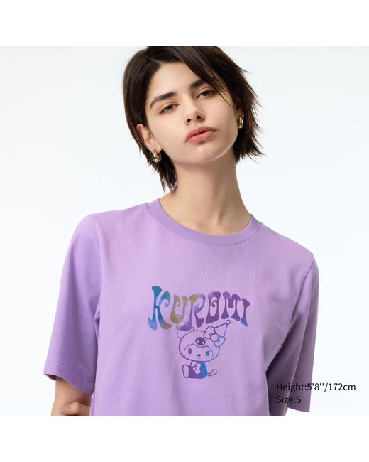 Uniqlo Purple Baumwolle hello kitty 50th anniversary ut bedrucktes t-shirt