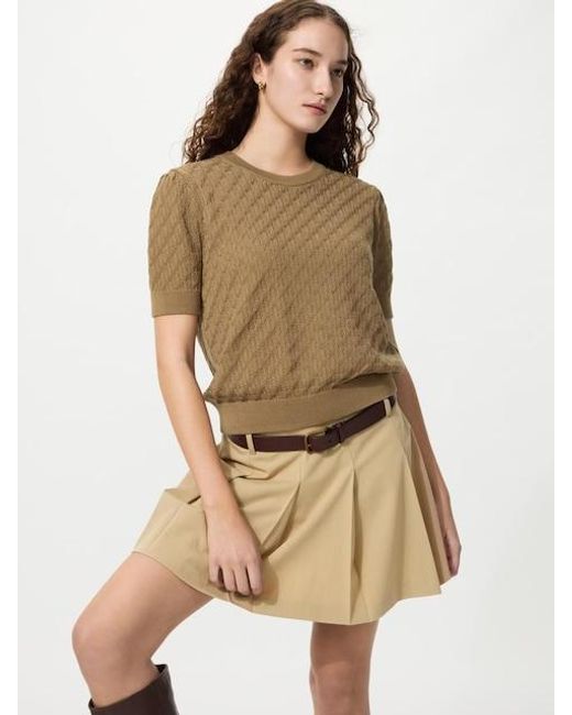 Uniqlo Natural Pointelle Crew Neck Jumper (Short Sleeve)